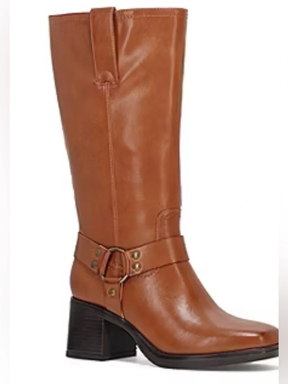 NIB Women’s Tan Mid-Calf Leather Block Heel Boots